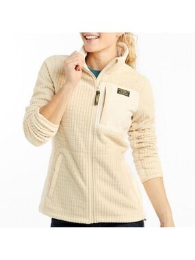 L.L. Bean Cream Mountain Classic Logo Windproof Fleece Zip Up Jacket size S